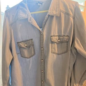 GIFTED..Torrid Size 2 light wash denim button down top